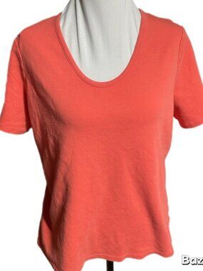 SZ L Liz Claiborne peach Basic T-shirt Short Sleeve